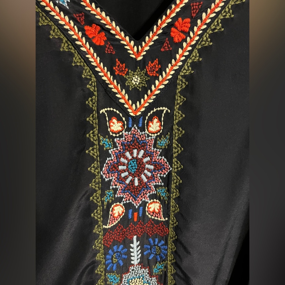 Calypso Saint Barth Silk Embroidered Navy Dress with Floral Accents Mini Small - Picture 4 of 16